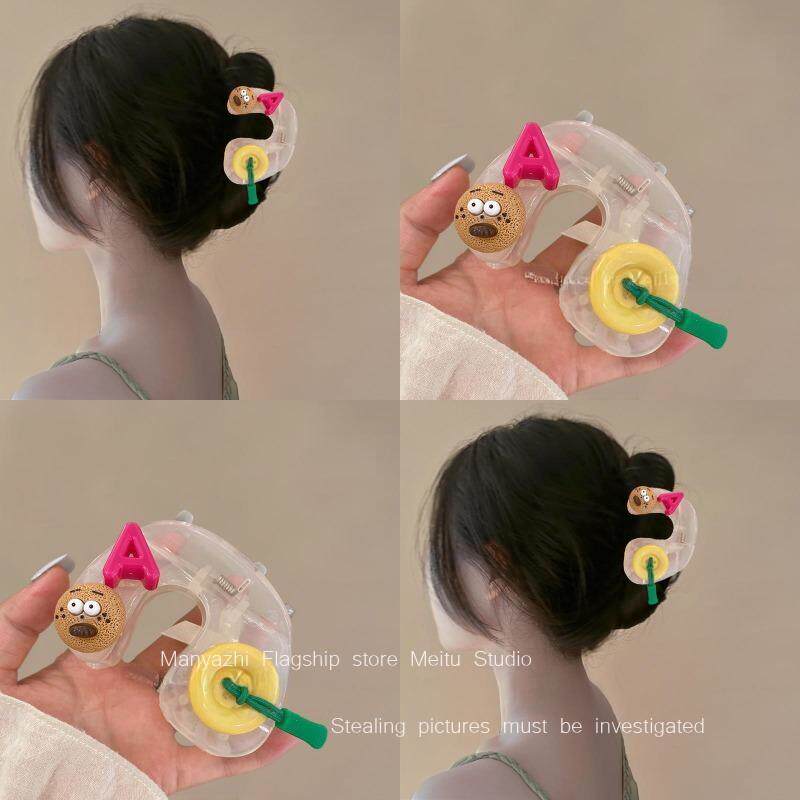 芝士曲奇~可爱发夹女后脑勺抓夹2025新款夏季ins鲨鱼夹子头饰抓夹