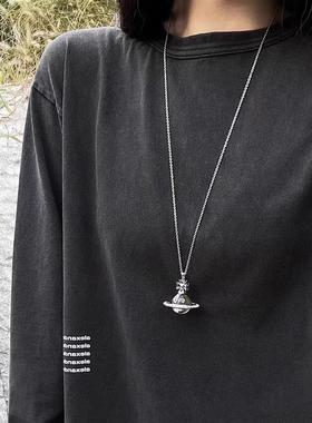 立体土星球西太后项链女高级感轻奢小众闪钻秋冬长款毛衣链