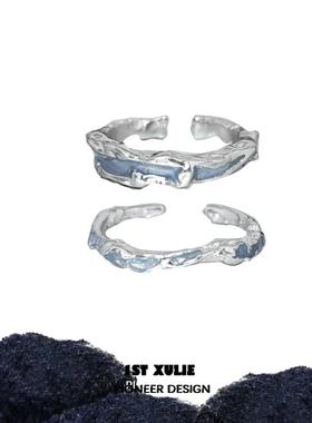 原创925纯银戒指小众设计冷淡风高级百搭食指开口情侣对戒送礼物