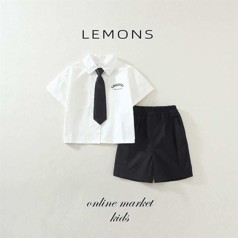 LEMONS童装男童西装套装夏季短袖主持人礼服儿童幼儿园毕业小西服