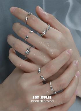 蝶影纯银戒指原创小众设计高级感蝴蝶开口食指戒不掉色