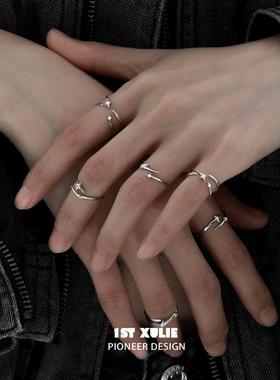 尾戒锆石纯银戒指原创小众设计高级冷淡开口食指戒不掉色