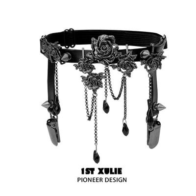 1STXULIE可拆卸玫瑰腿链原创小众设计高级感装饰甜酷辣妹配饰