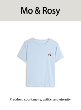 MO&ROSY 【夏日告白】 简约小刺绣个性圆领短袖MR327W091