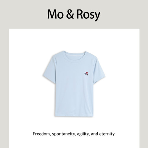 【入驻首秀】MO&ROSY 夏日告白 简约小刺绣个性圆领短袖MR327W091