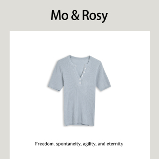 MO&ROSY 眼泪女王 蕾丝拼接针织甜美上衣MR327W115 入驻首秀