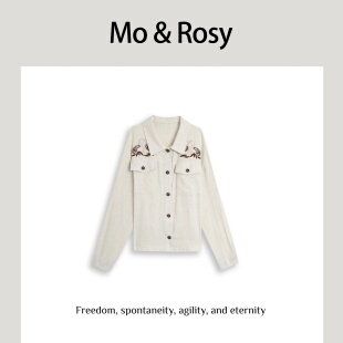 知更晨灰 入驻首秀 MO&ROSY MR327S064 小众刺绣翻领衬衫