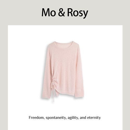 【入驻首秀】MO&ROSY【寻梦山茶】个性收腰绑带针织上衣MR327S068