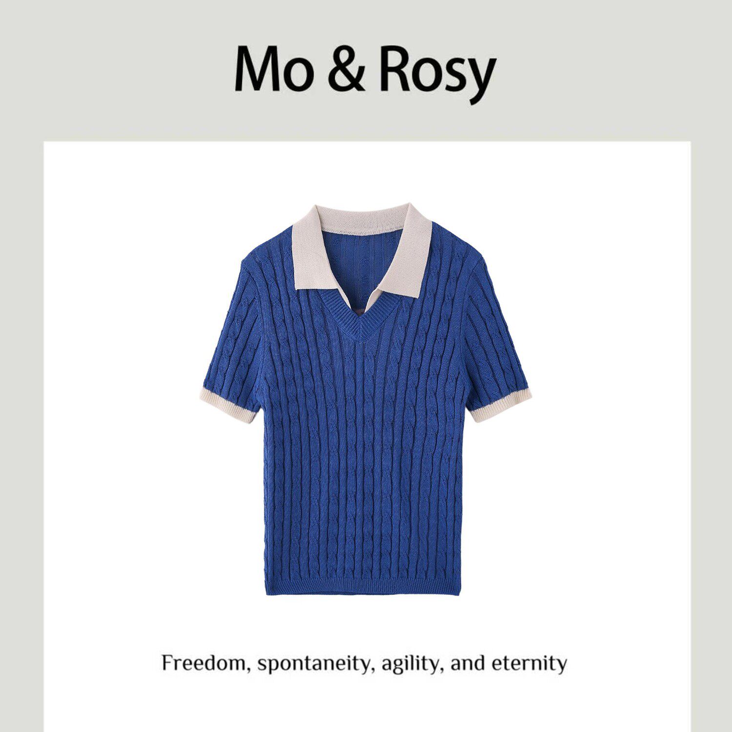 MO&ROSY【恋爱告急】 气质撞色麻花纹针织上衣MR417W120