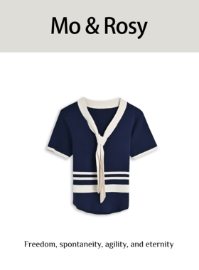 【入驻首秀】MO&ROSY【香槟夏日】个性绑带撞色针织上衣MR327Z121