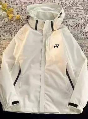 yy羽毛球服秋冬男女冲锋衣三合一加绒加厚防风防水夹克外套定制
