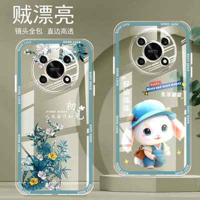 直边晶透荣耀x30手机壳新款全包边镜头全包防摔气囊保护套女硅胶软壳可爱个性卡通创意新品简约高级适用华为