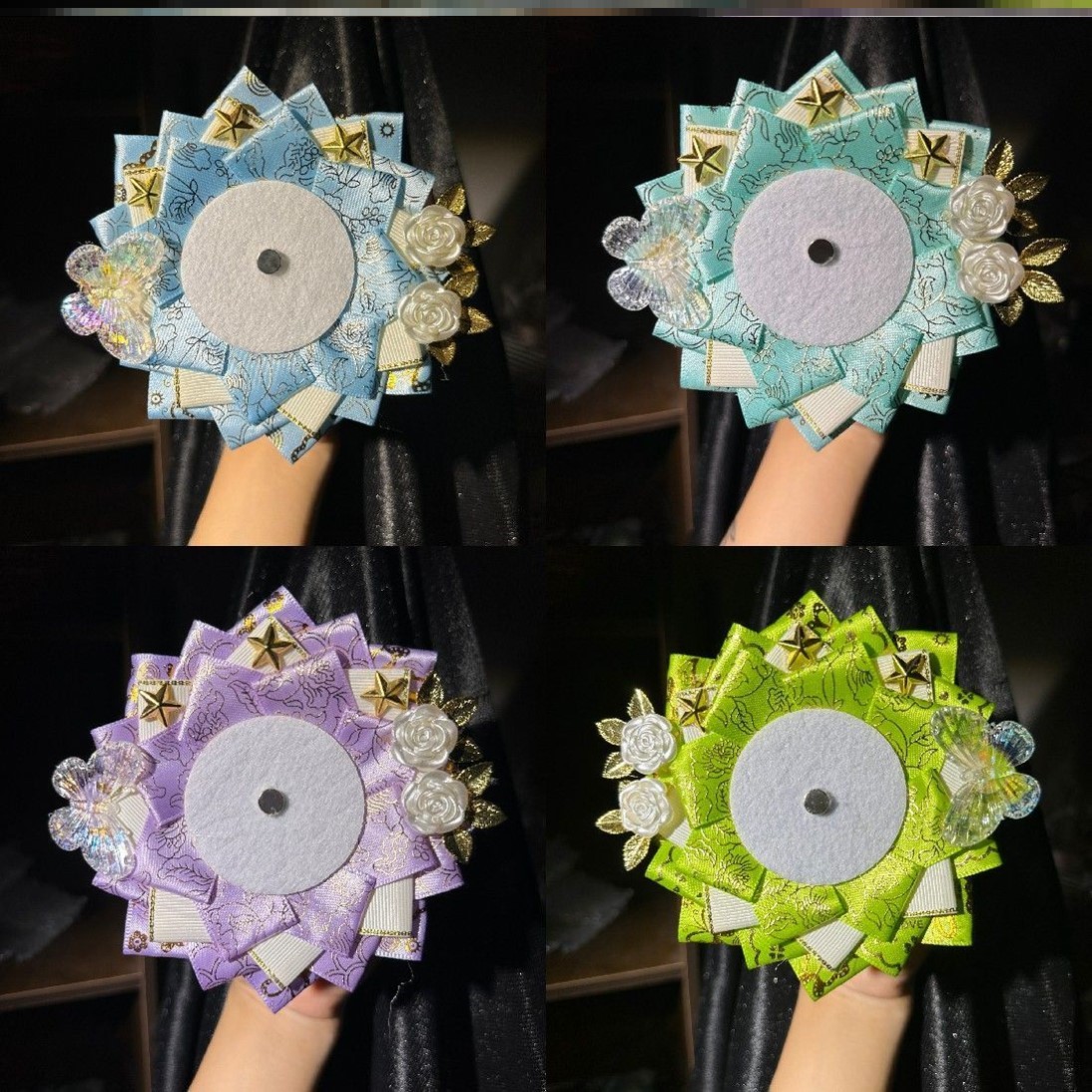 白菜价古风吧唧托华丽痛包手工diy装饰物谷美徽章托现货55-75mm用