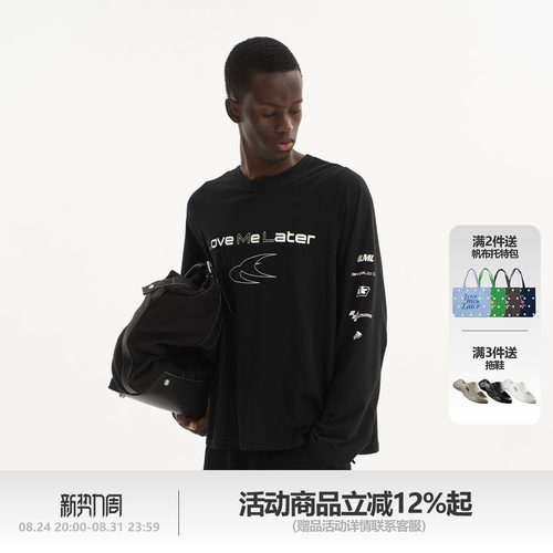 LMLSTUDIOS赛车元素印花长袖T恤