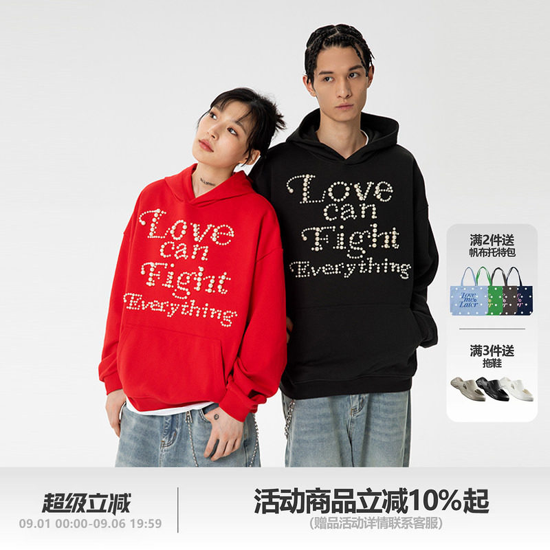 LML珍珠定珠工艺戴帽卫衣春秋潮图片