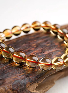 天然黄水晶手链 收藏级巴西净体招财之石深黄东海可塘水晶