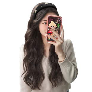 发箍假发一体可拆卸夏季水波纹蓬松半头套长卷发仿全真发全头套女