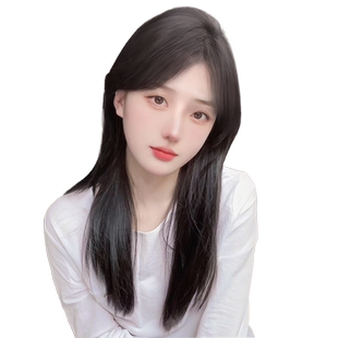 假发女长发全头套中分八字时尚自然仿全真人发黑长直假发全头套女