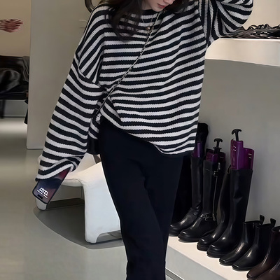 圆领秋装时髦慵懒针织衫2025新款百搭宽松漂亮女装休闲风个性上衣