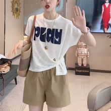 时尚减龄薄款冰丝短袖t恤女夏季新款洋气设计感宽松休闲百搭上衣