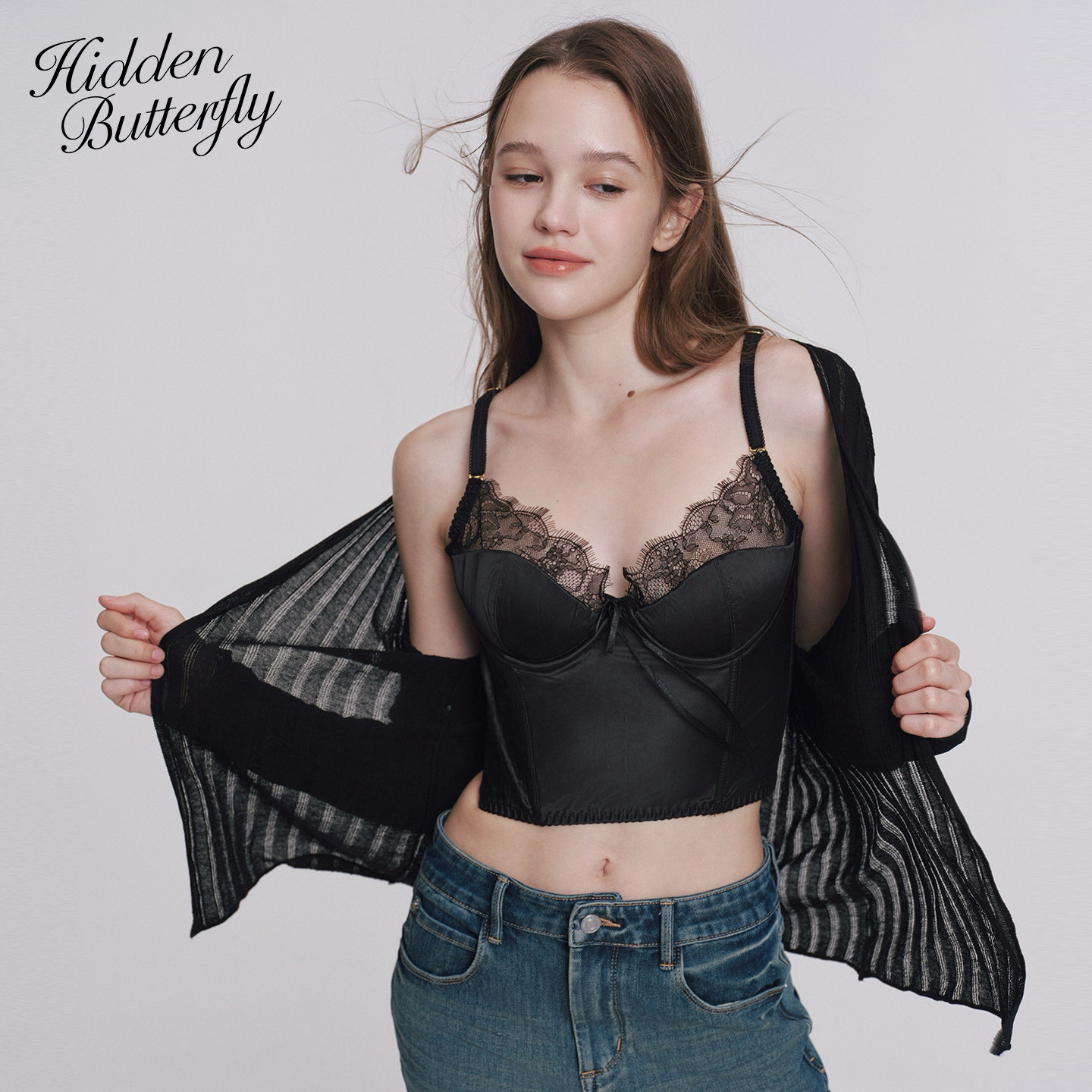 HIDDENBUTTERFLY法式缎面胸衣
