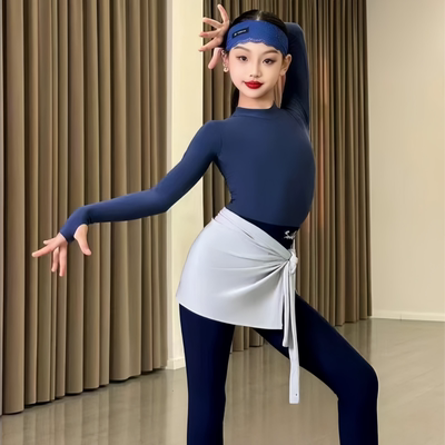 SQ同款拉丁女童冬长袖瑜伽裤套装