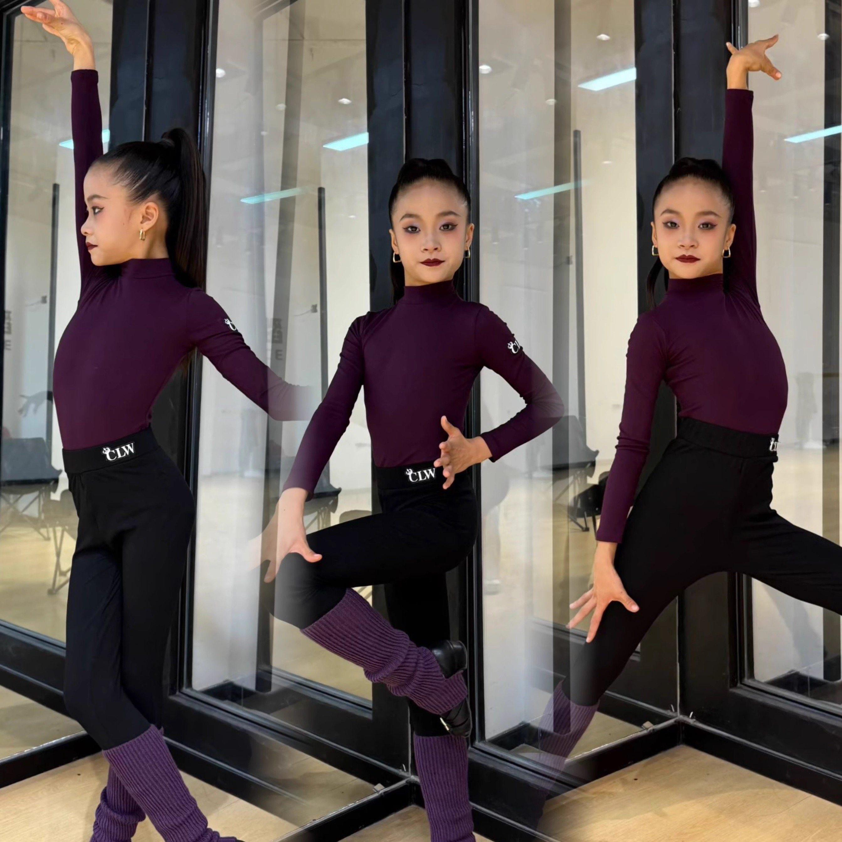 2026冬季新款女童拉丁练功服长袖半高领上衣瑜伽运动裤保暖袜套,运动/瑜伽/健身/球迷用品,拉丁舞练习套装,淘宝优惠券,粉丝福利购,淘宝优惠卷