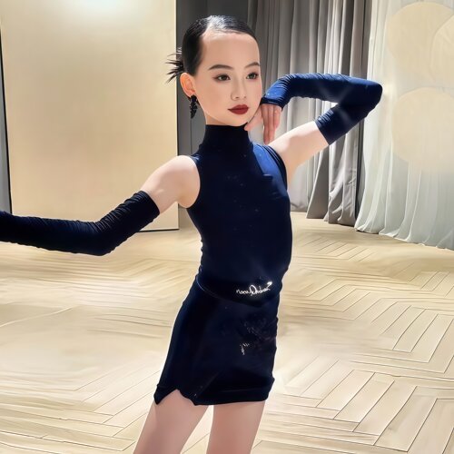SQ同款拉丁舞服女童满天星套装春