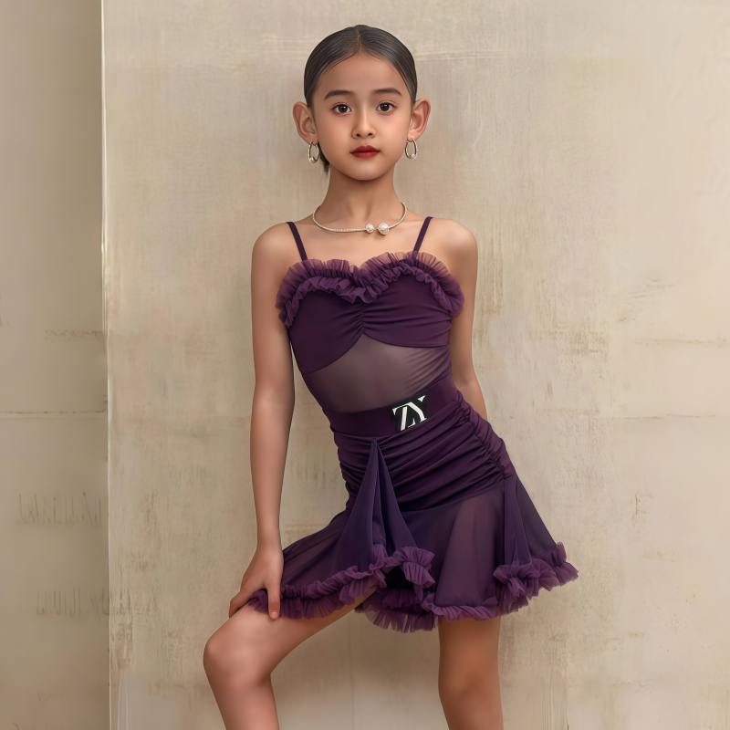 新款拉丁舞服女童高级感吊带短裙
