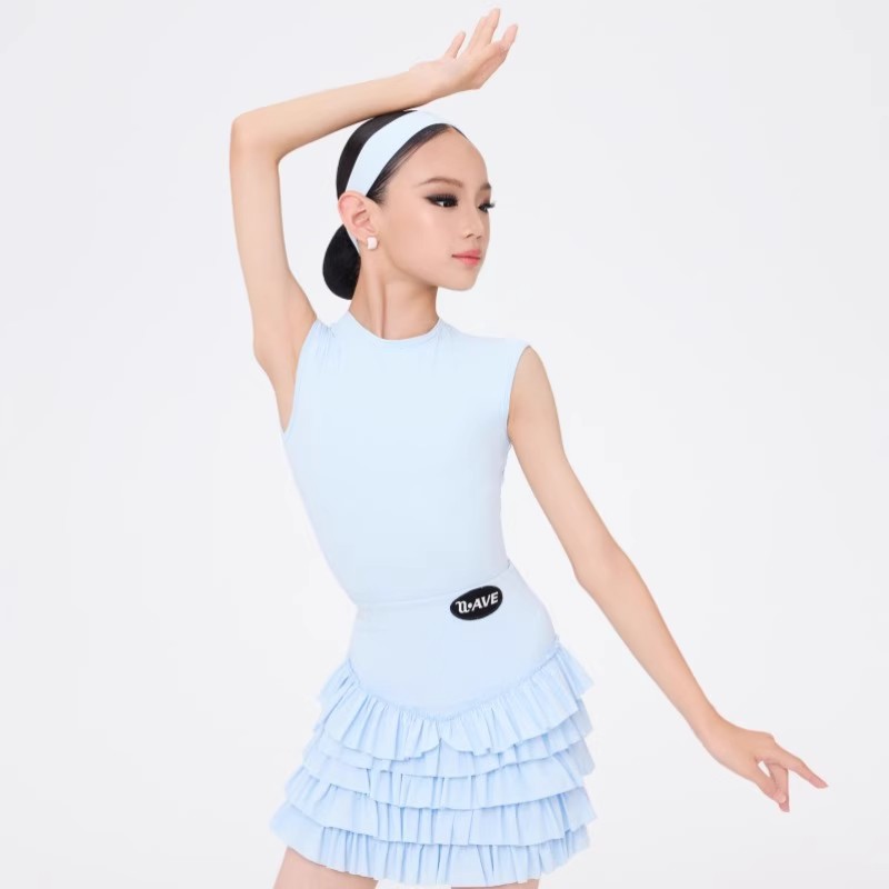 女童拉丁舞马卡龙蛋糕裙练习服