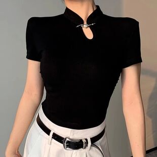 黑色正肩短袖t恤Black shoulder short sleved t-shirt for women