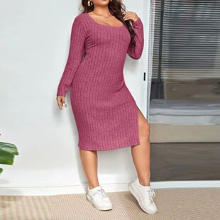 hugging 包臀开叉长裙 Long hip fit skirt长袖 slim sleeved slit
