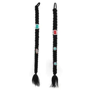 藏式辫子手工编织假发辫子女黑色流苏马尾头饰装饰品