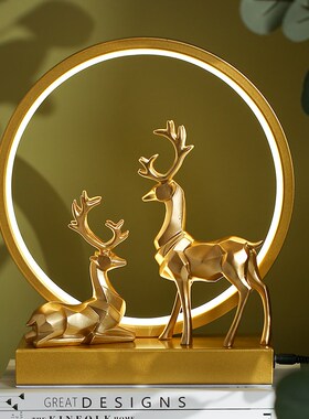 创意招财鹿客厅卧室台灯家居装饰品摆件简约M现代乔迁结婚生日礼