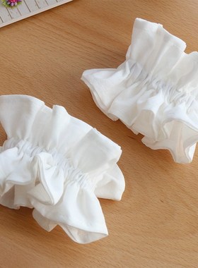 宽度约7CM白色双层布艺手袖臂环腿环袜圈脚链腕部装饰lo裙配饰品