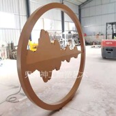 不锈钢雕塑定制大型月亮卡通圆环山景观户外金属鱼镂空球装 饰摆件