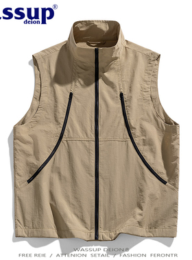 WASSUP DEION山系户外防风无袖马甲男夏季2025新款潮牌情侣背心
