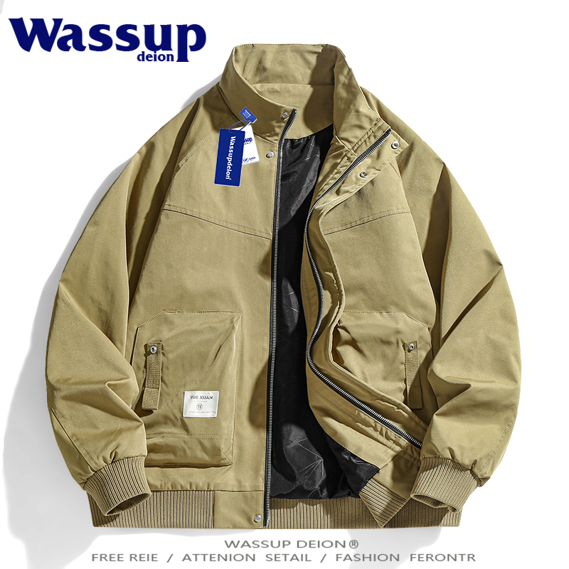 立领加棉工装夹克男大码保暖外套