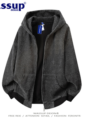 wassupdeion美式满天星扎染斜条纹开衫卫衣男春秋季情侣夹克外套