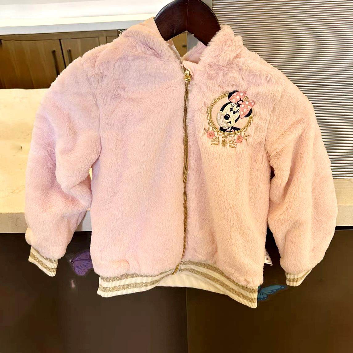 正品上海迪士尼乐园代米奇可爱男童女童冬天儿童毛绒棉服外套衣服