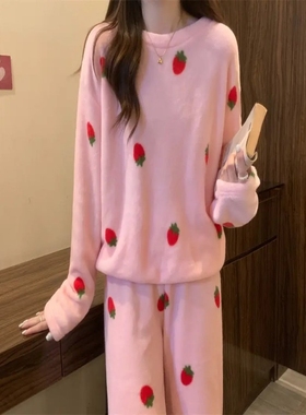 珊瑚绒睡衣女秋冬家居服冬季加绒加厚爆款睡衣可外穿保暖睡衣ins