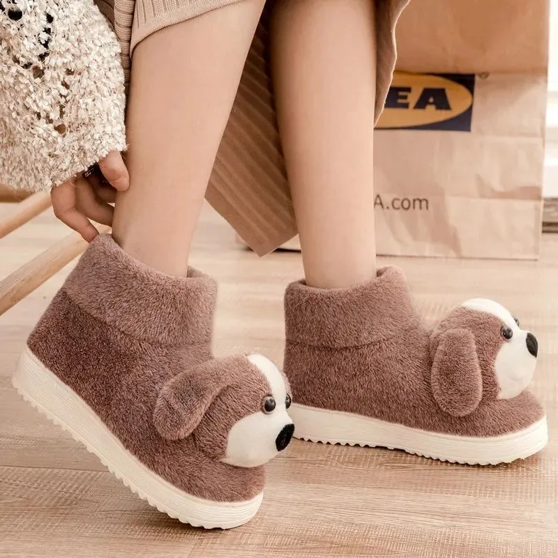 2025冬天棉拖鞋女款居家鞋包跟男女高帮保暖鞋月子鞋厚底卡通棉鞋