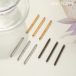 东夏饰品 钛钢精工长条插扣 炉内电镀18k金插棒扣diy收尾扣头配件