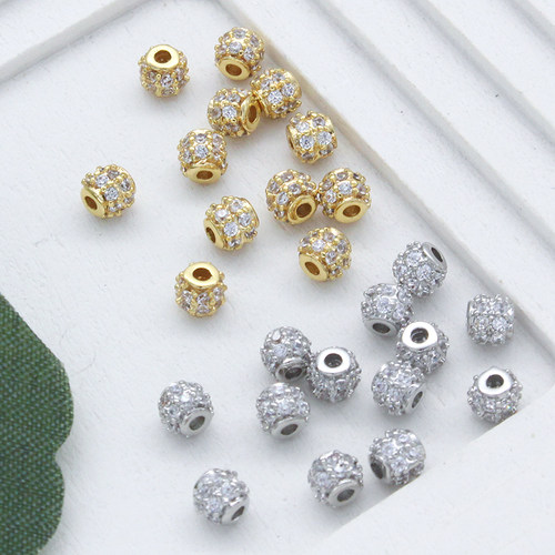 14加厚镀金锆石隔珠diy满钻散珠