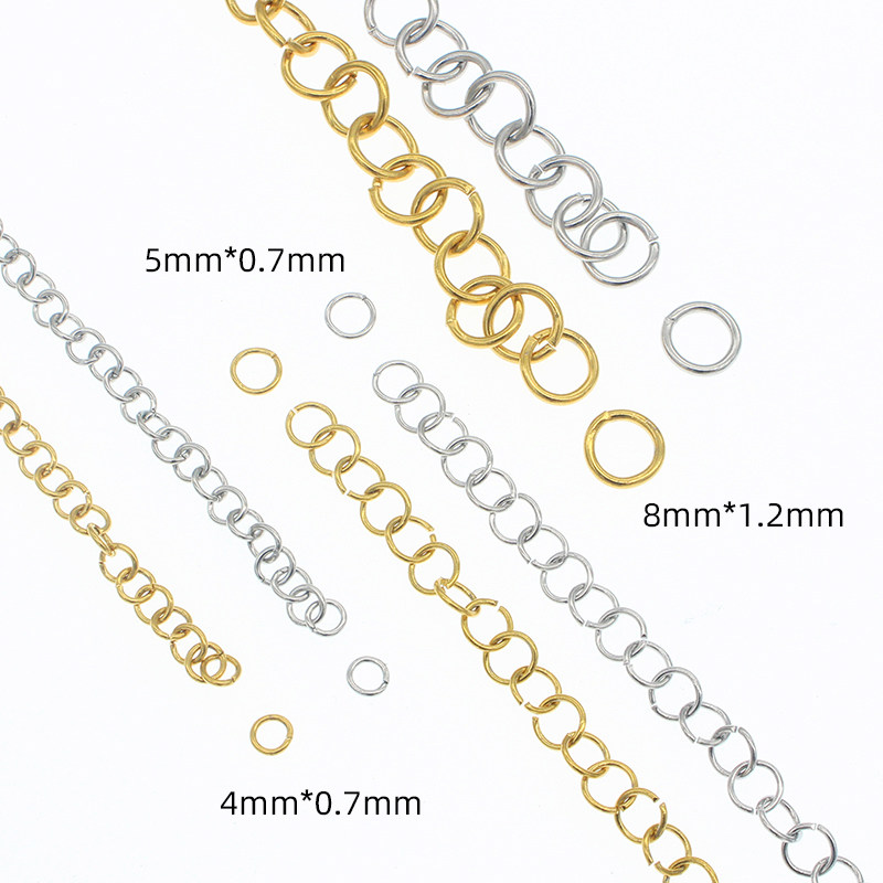 DONGXIA JEWELRY FINE POLISHED 316 TITANIUM STEEL OPEN RING CHAIN HANDMADE DIY DETACHABLE SPLICING CIRCLE O CROSS CHAIN