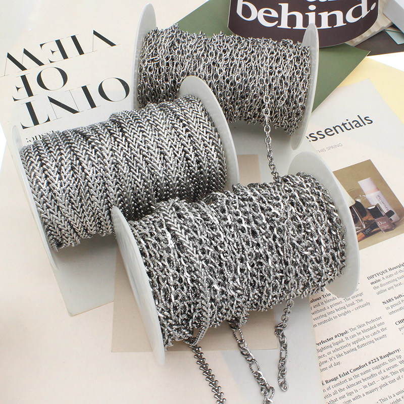 DONGXIA JEWELRY 316 TITANIUM STEEL FINE POLISHED SIDE CHAIN HANDMADE DIY BRACELET NECKLACE THREAD EMBOSSED CHAIN LOOSE CHAIN