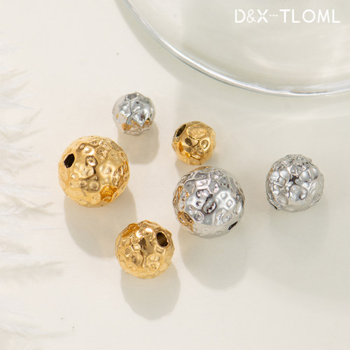 钛钢电镀18K锤纹隔珠熔岩星球珠