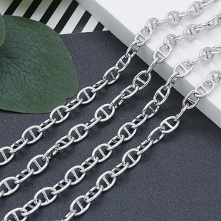 东夏饰品 铜镀厚白k猪鼻子链条 手工diy手链项链日字双孔链散链子