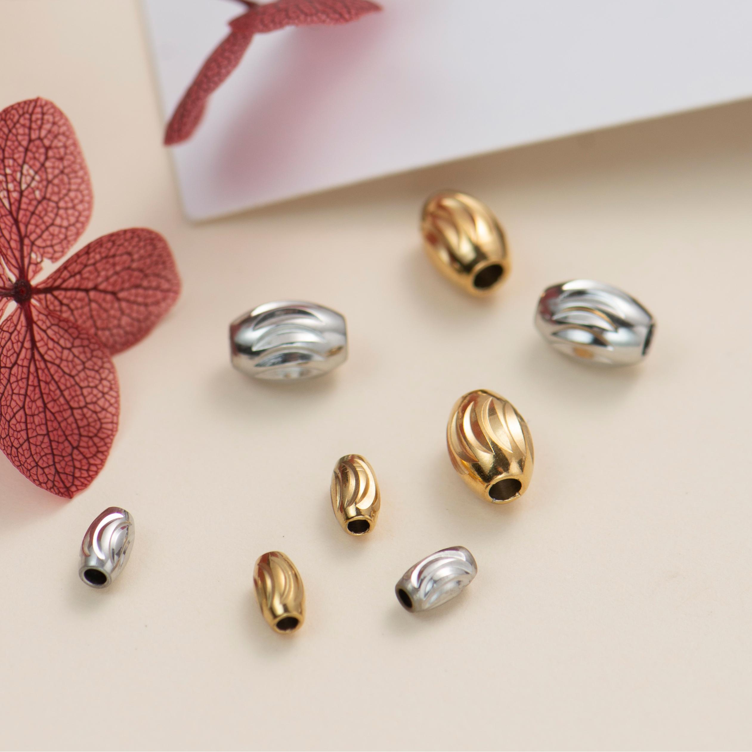 钛钢镀18K金精抛水波纹隔珠