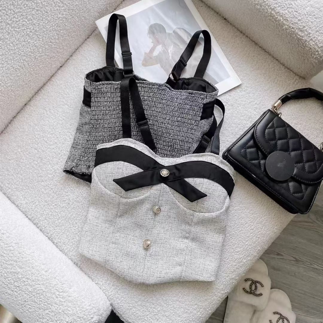 小香风蝴蝶结短款吊带背心